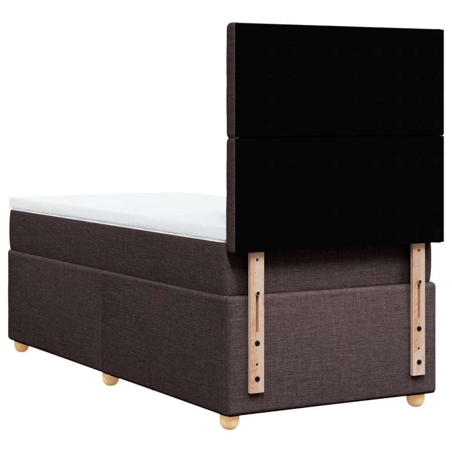 Boxspring met matras stof donkerbruin 90x200 cm