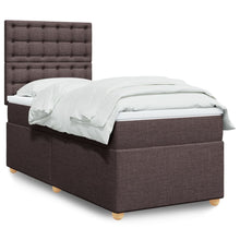 Boxspring met matras stof donkerbruin 90x200 cm