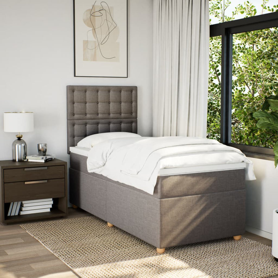 Boxspring met matras stof taupe 90x200 cm