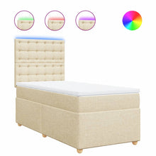 Boxspring met matras stof crèmekleurig 90x200 cm