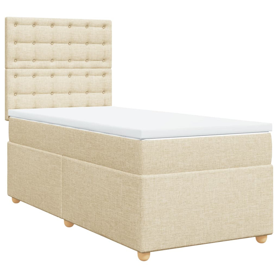 Boxspring met matras stof crèmekleurig 90x200 cm