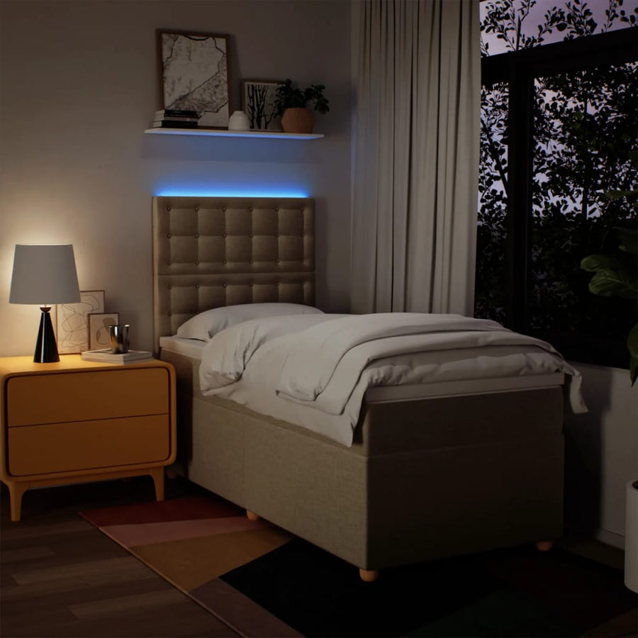 Boxspring met matras stof crèmekleurig 90x200 cm