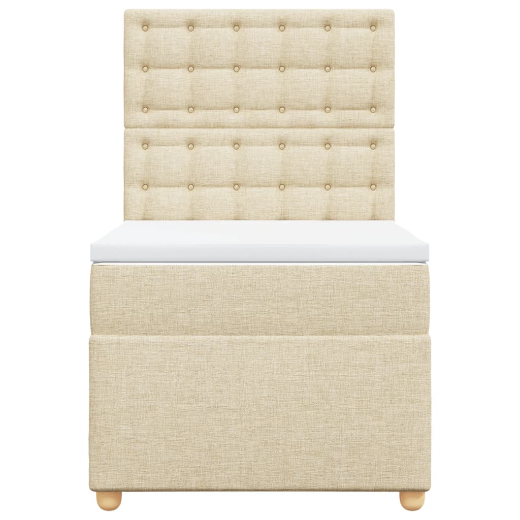 Boxspring met matras stof crèmekleurig 90x200 cm