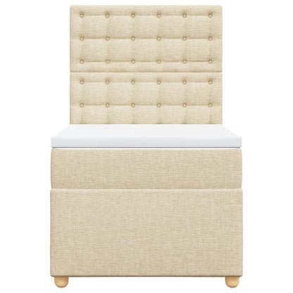 Boxspring met matras stof crèmekleurig 90x200 cm