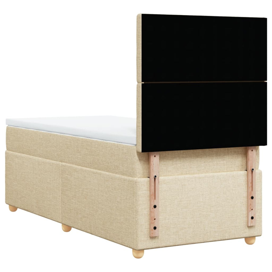 Boxspring met matras stof crèmekleurig 90x200 cm