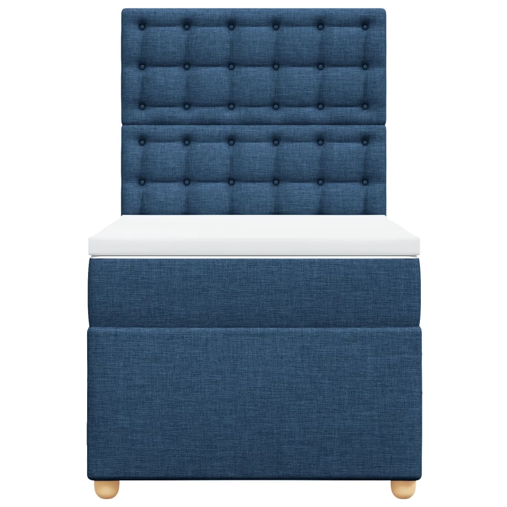 Boxspring met matras stof blauw 90x200 cm