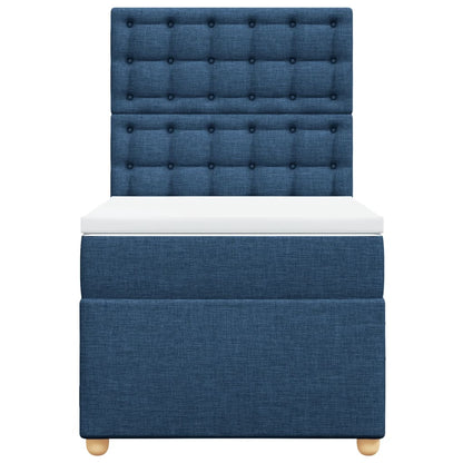 Boxspring met matras stof blauw 90x200 cm