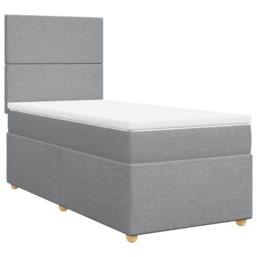 Boxspring met matras stof lichtgrijs 100x200 cm
