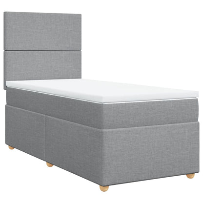 Boxspring met matras stof lichtgrijs 100x200 cm
