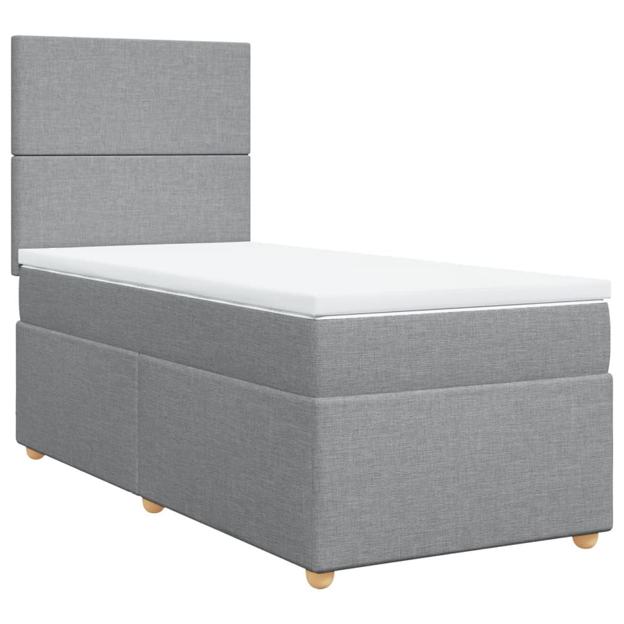Boxspring met matras stof lichtgrijs 100x200 cm