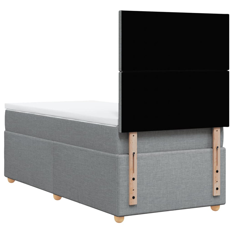 Boxspring met matras stof lichtgrijs 100x200 cm