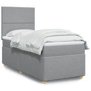 Box spring with fabric mattress light grey 100x200 cm