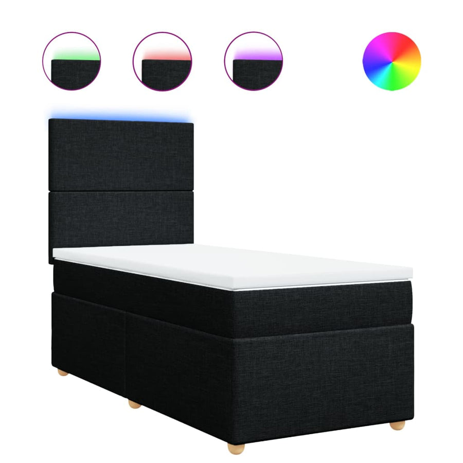 Boxspring met matras stof zwart 100x200 cm