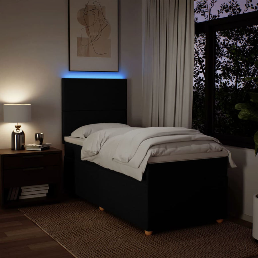Boxspring met matras stof zwart 100x200 cm
