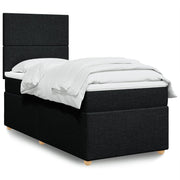 Box spring with fabric mattress black 100x200 cm