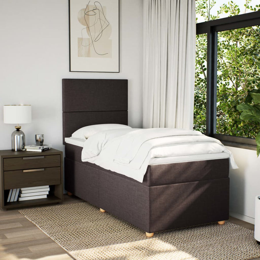 Boxspring met matras stof donkerbruin 100x200 cm