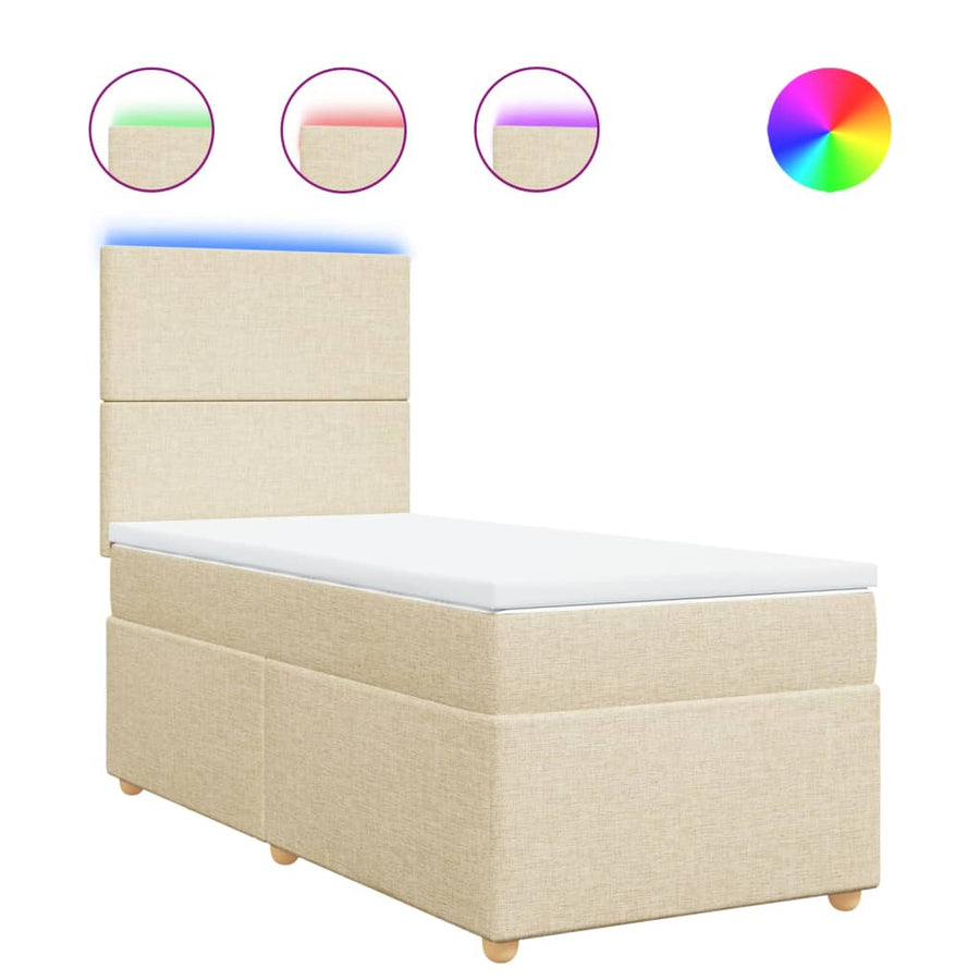 Boxspring met matras stof crèmekleurig 100x200 cm