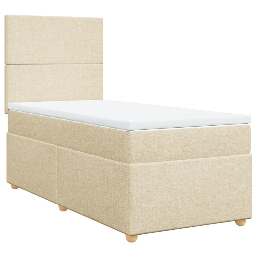 Boxspring met matras stof crèmekleurig 100x200 cm