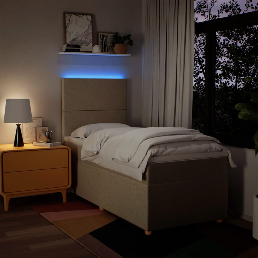 Boxspring met matras stof crèmekleurig 100x200 cm