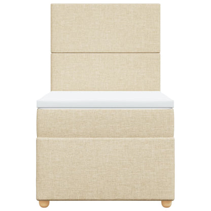 Boxspring met matras stof crèmekleurig 100x200 cm