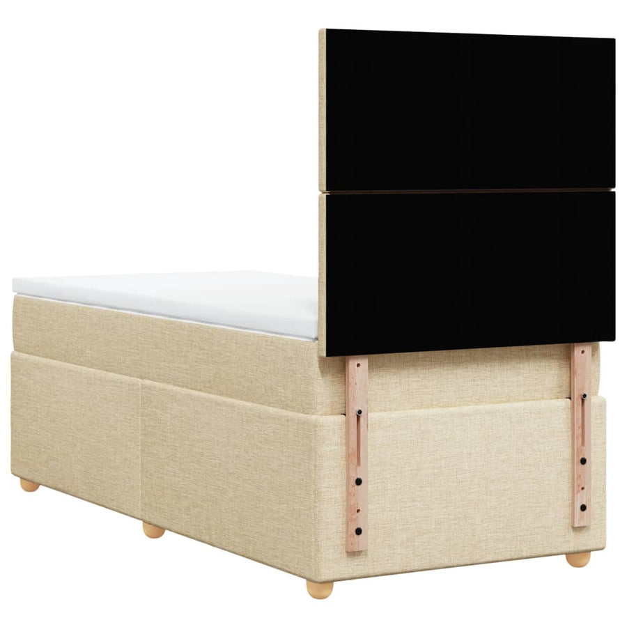 Boxspring met matras stof crèmekleurig 100x200 cm
