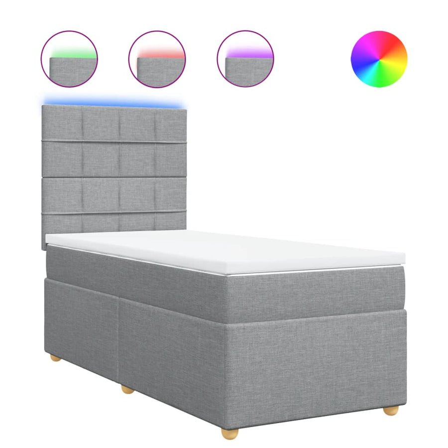 Boxspring met matras stof lichtgrijs 100x200 cm