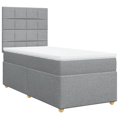 Boxspring met matras stof lichtgrijs 100x200 cm