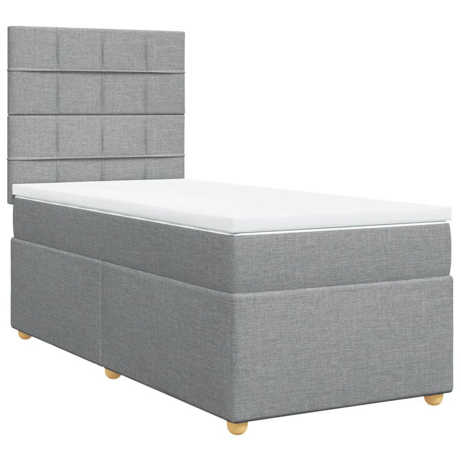 Boxspring met matras stof lichtgrijs 100x200 cm