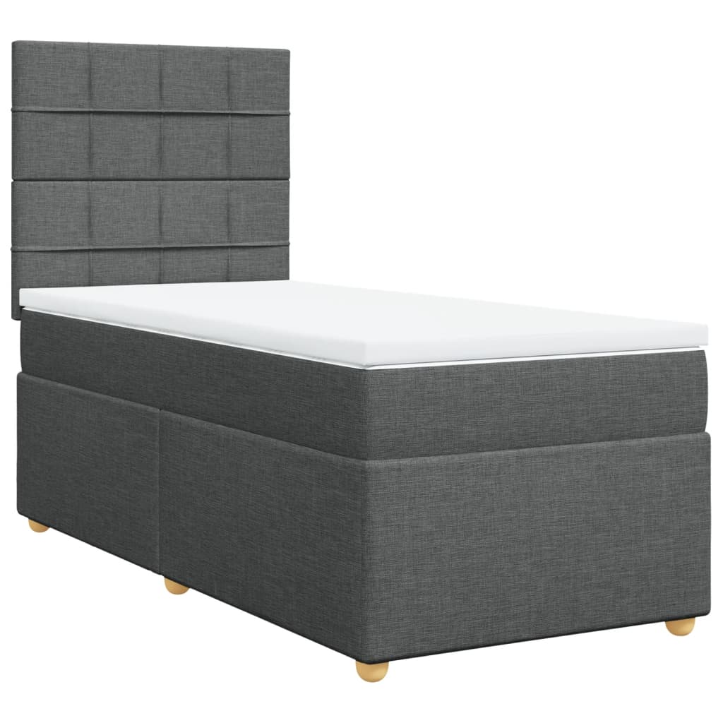 Boxspring met matras stof donkergrijs 100x200 cm