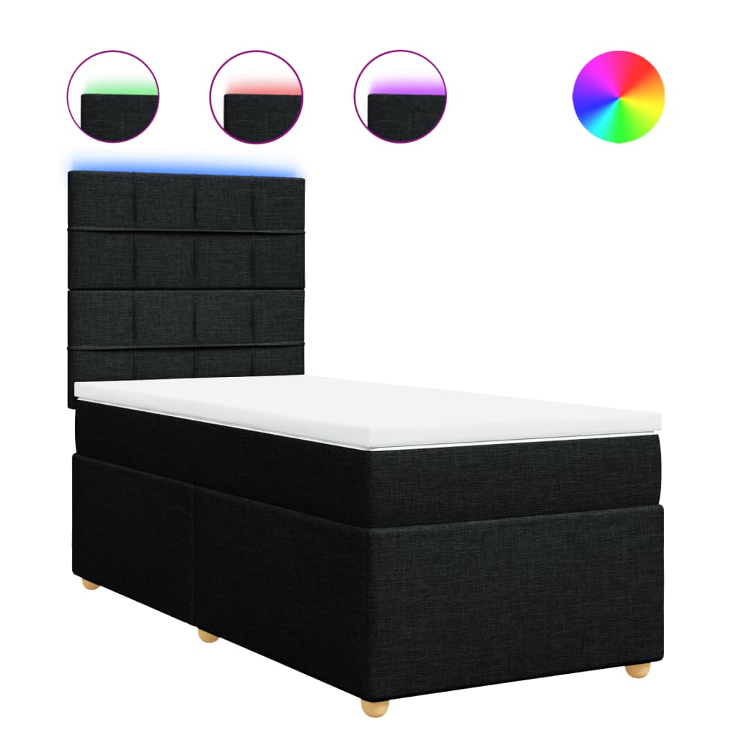 Boxspring met matras stof zwart 100x200 cm