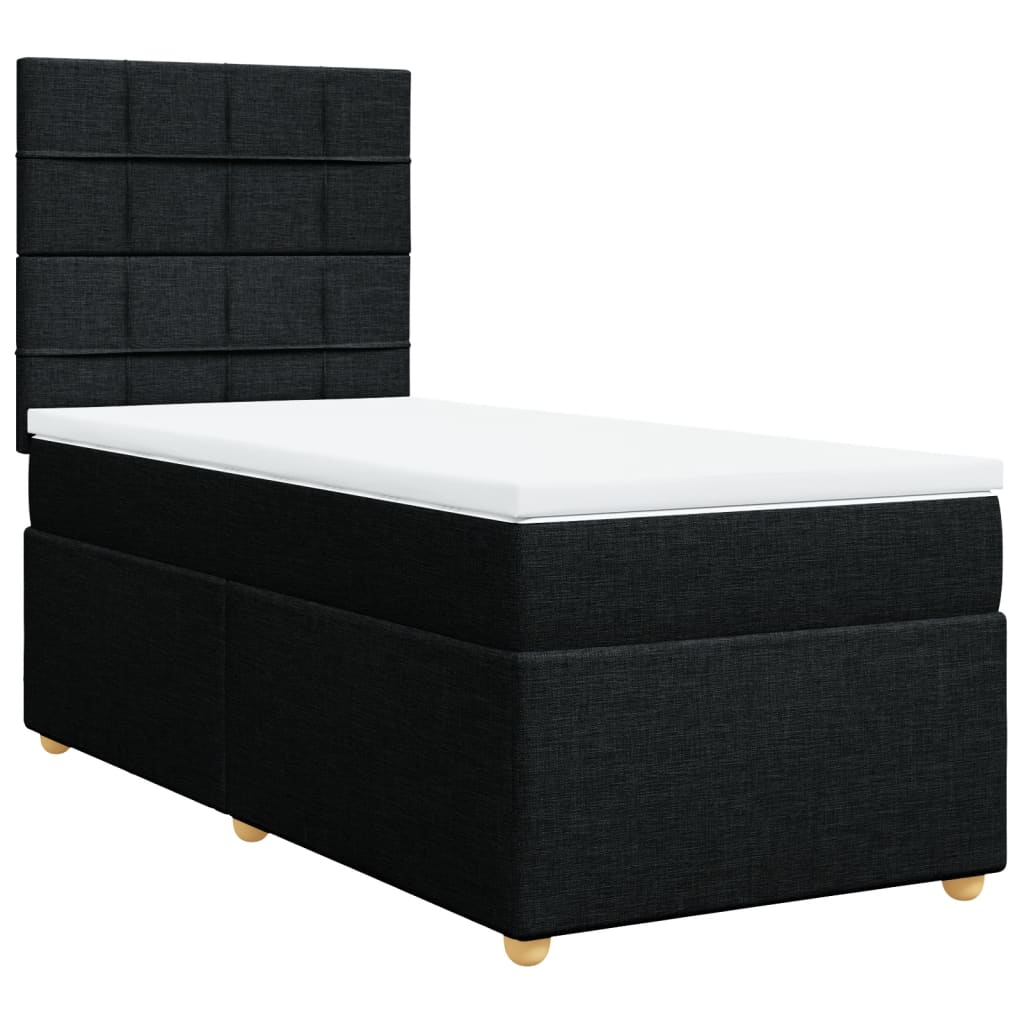 Boxspring met matras stof zwart 100x200 cm