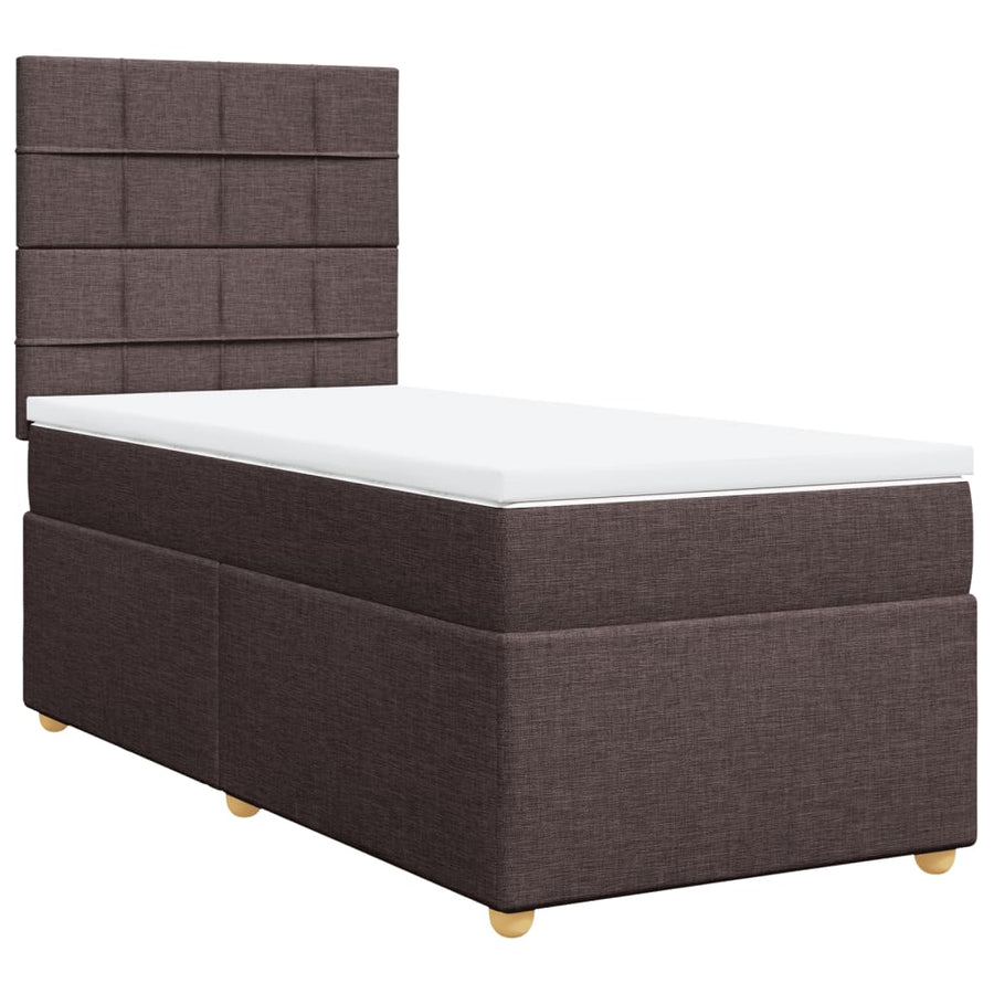 Boxspring met matras stof donkerbruin 100x200 cm