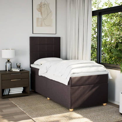 Boxspring met matras stof donkerbruin 100x200 cm