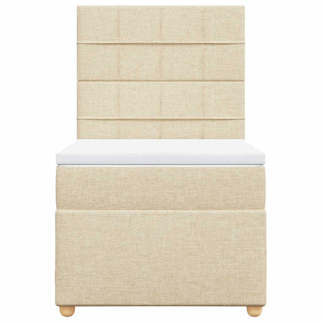 Boxspring met matras stof crèmekleurig 100x200 cm