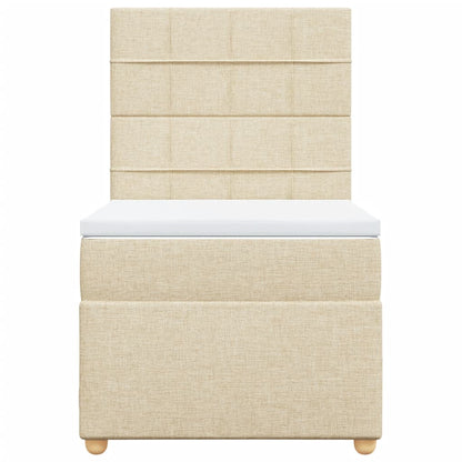 Boxspring met matras stof crèmekleurig 100x200 cm