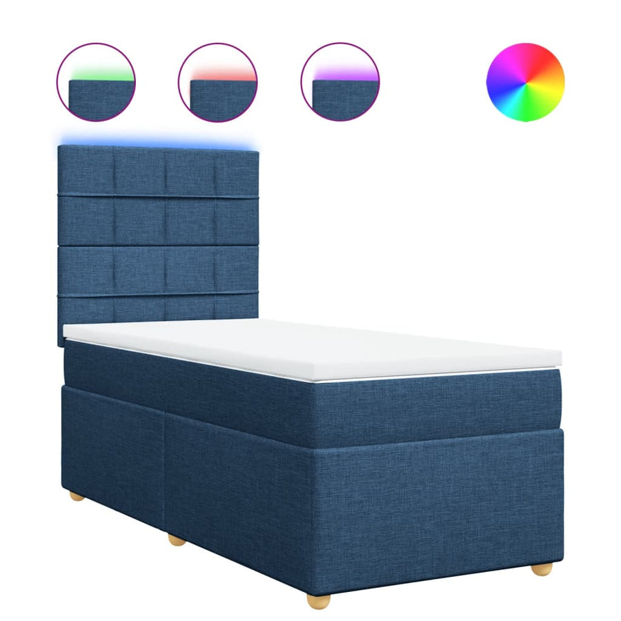 Boxspring met matras stof blauw 100x200 cm