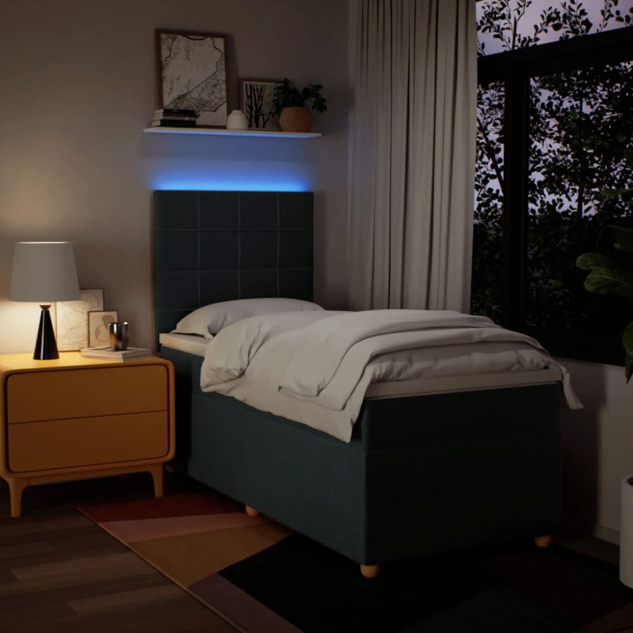 Boxspring met matras stof blauw 100x200 cm