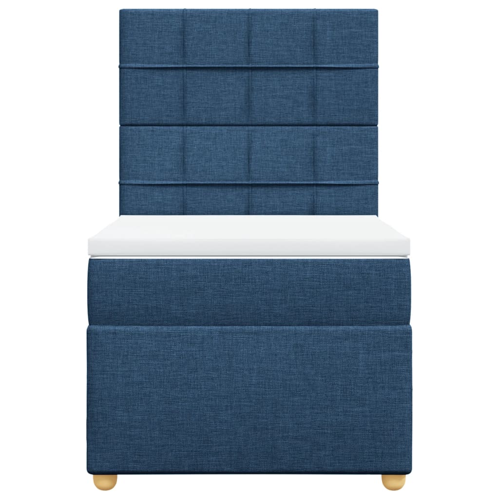 Boxspring met matras stof blauw 100x200 cm
