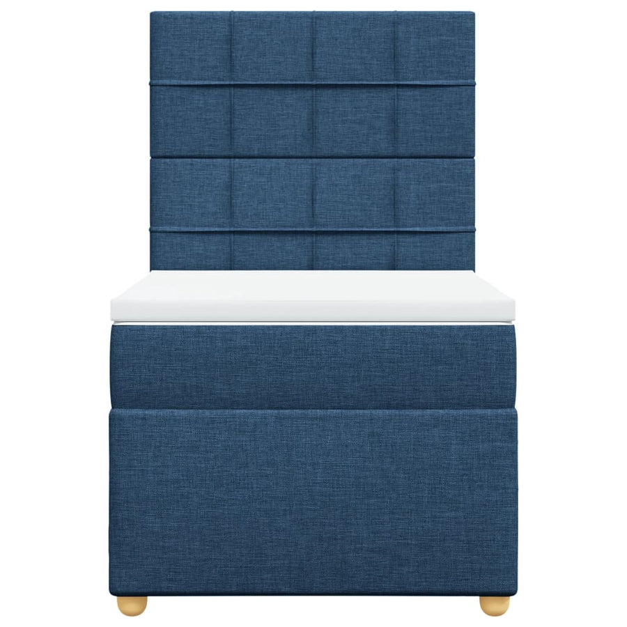 Boxspring met matras stof blauw 100x200 cm