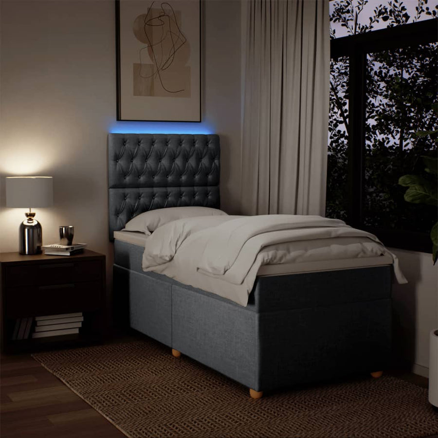 Boxspring met matras stof lichtgrijs 100x200 cm