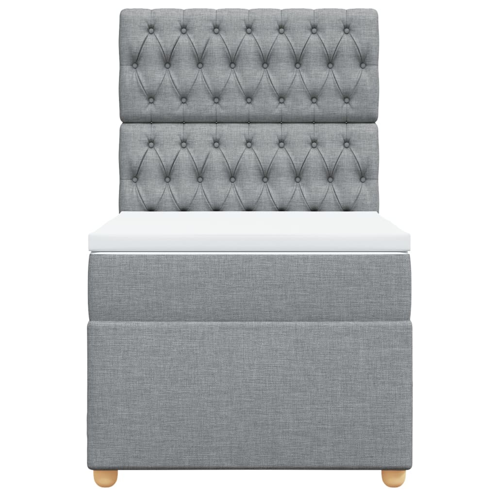 Boxspring met matras stof lichtgrijs 100x200 cm