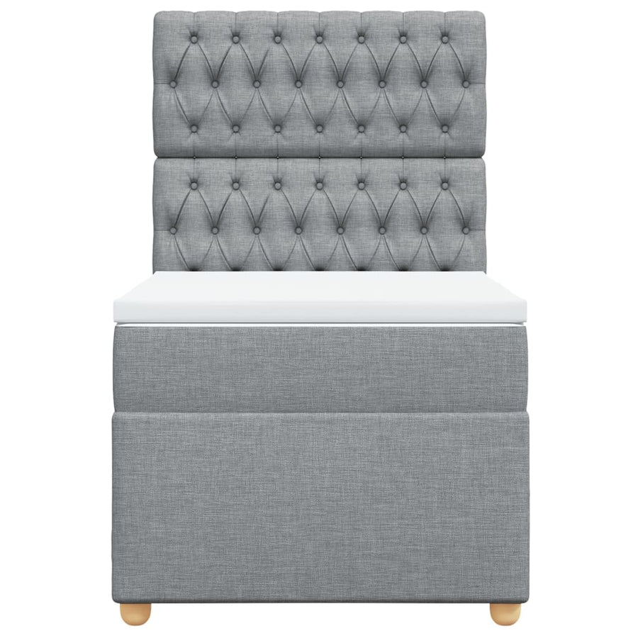 Boxspring met matras stof lichtgrijs 100x200 cm