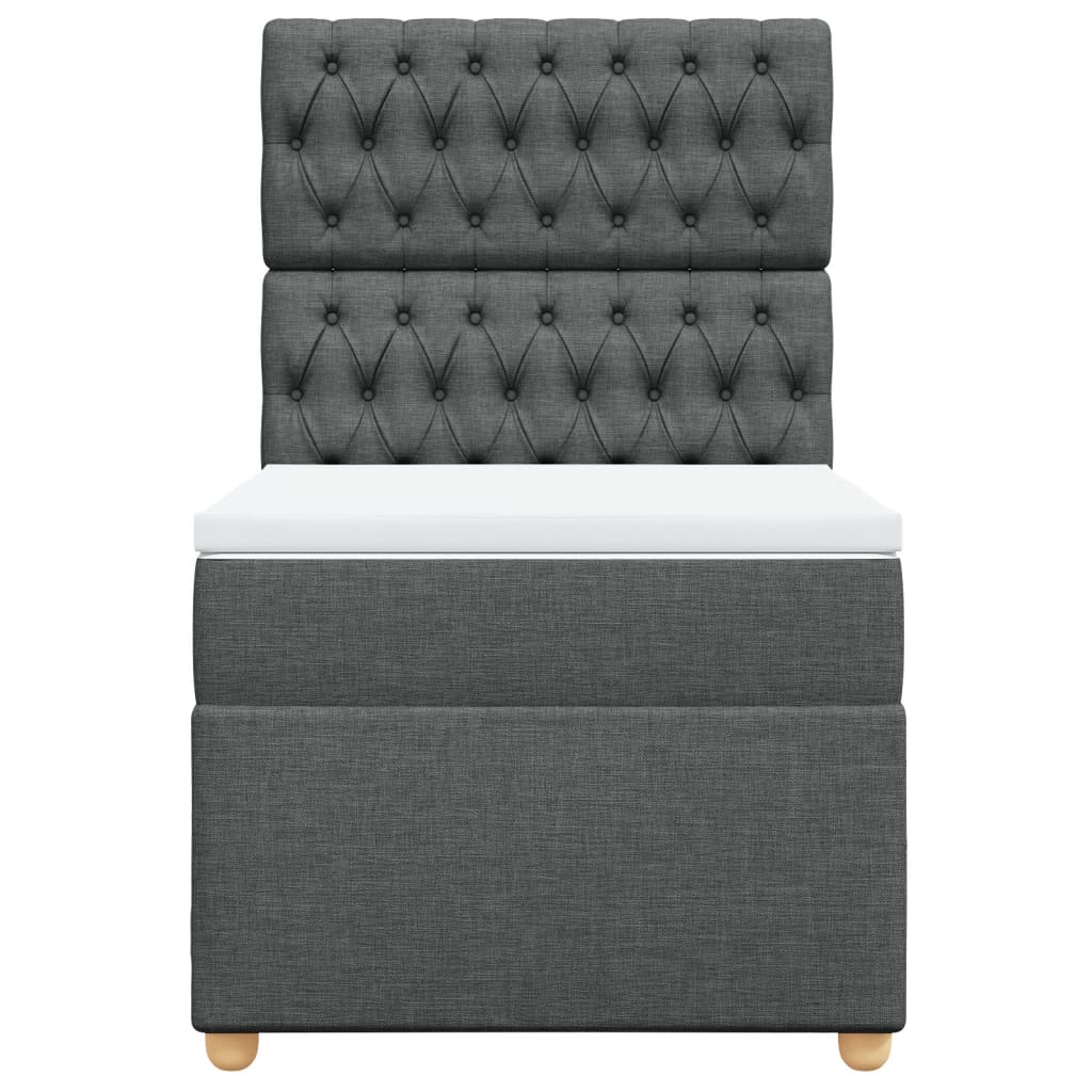 Boxspring met matras stof donkergrijs 100x200 cm