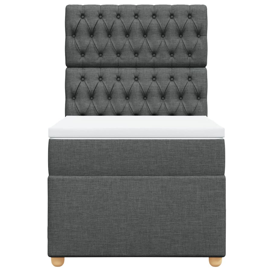 Boxspring met matras stof donkergrijs 100x200 cm
