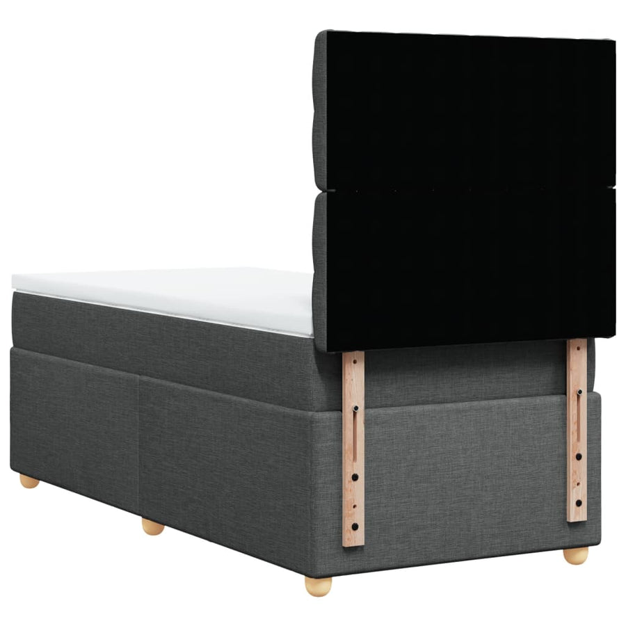 Boxspring met matras stof donkergrijs 100x200 cm