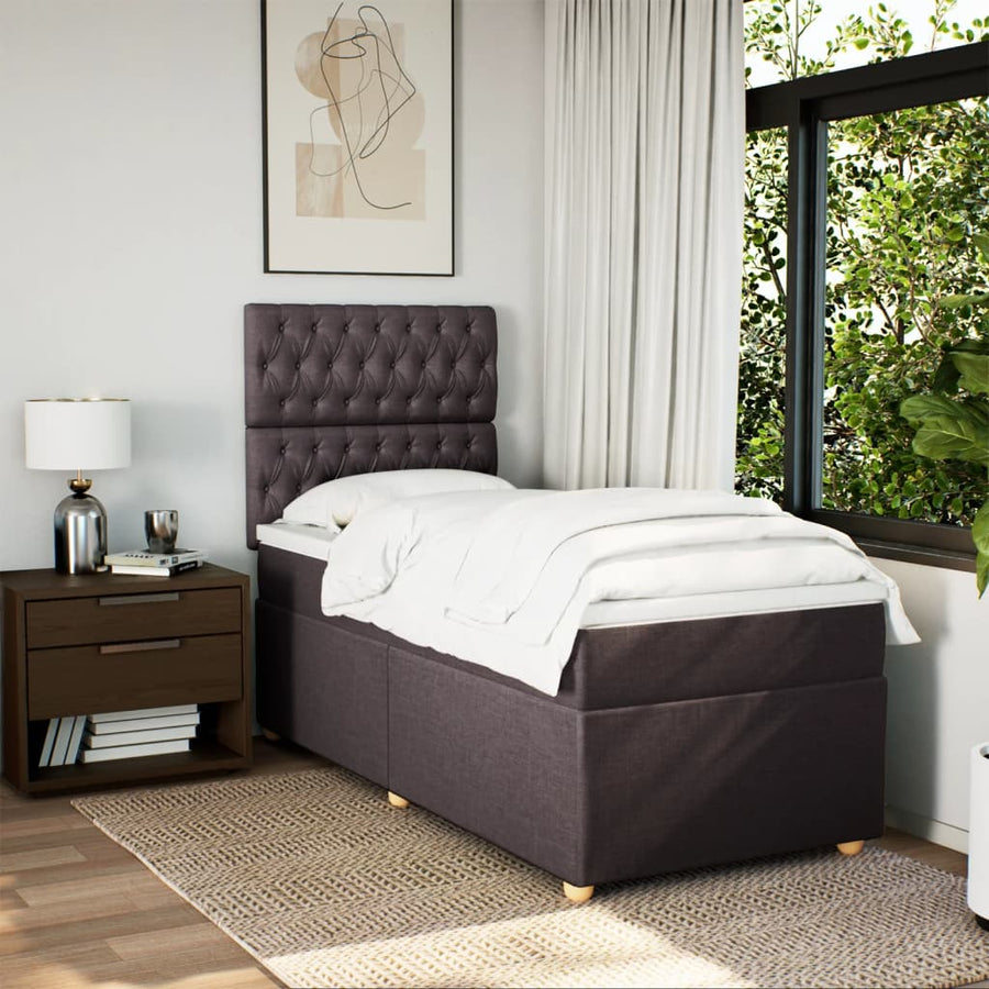 Boxspring met matras stof donkerbruin 100x200 cm