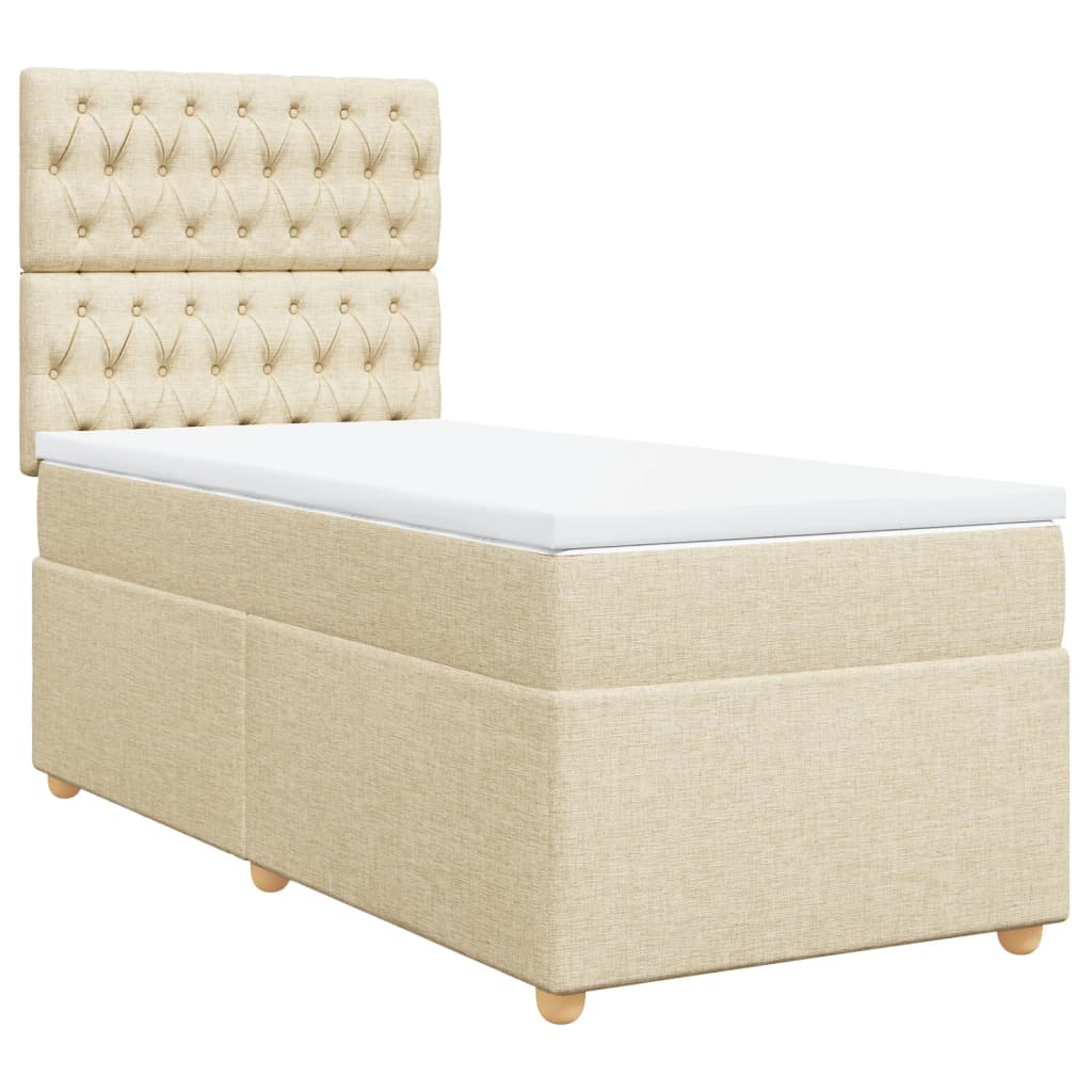 Boxspring met matras stof crèmekleurig 100x200 cm