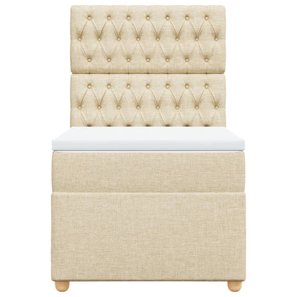 Boxspring met matras stof crèmekleurig 100x200 cm