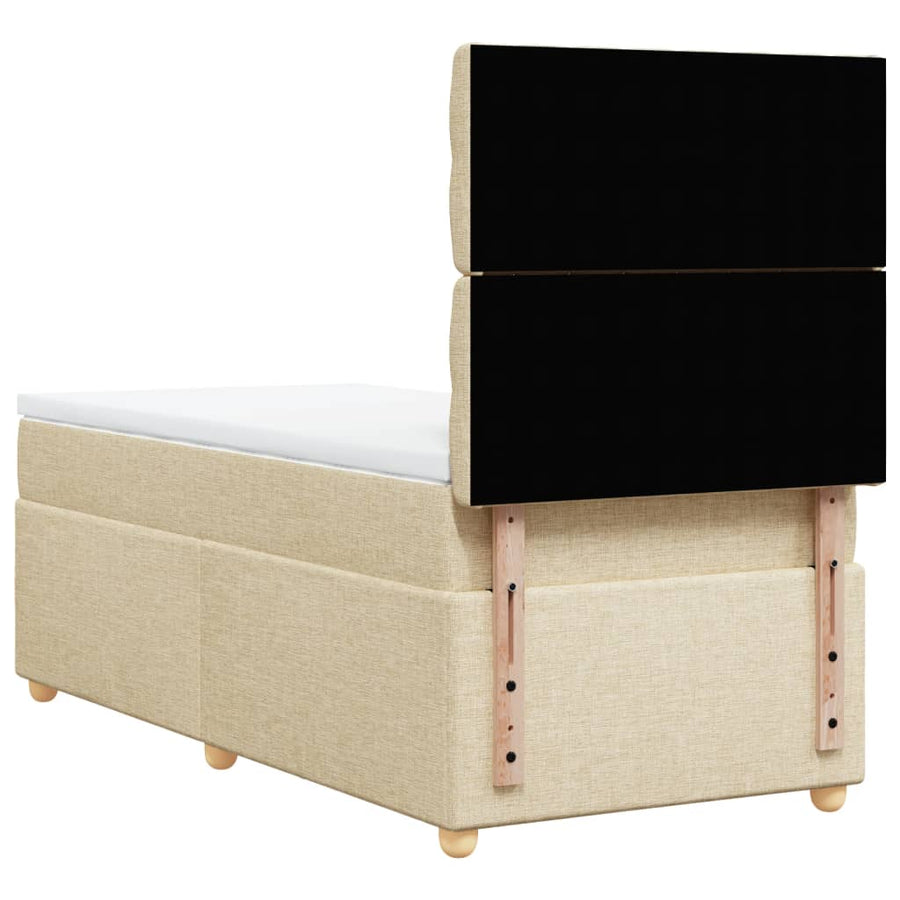 Boxspring met matras stof crèmekleurig 100x200 cm