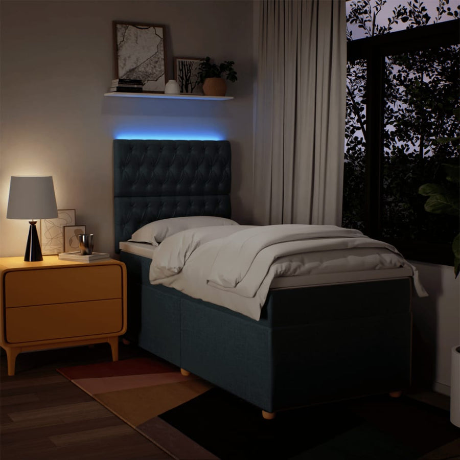 Boxspring met matras stof blauw 100x200 cm